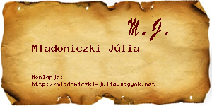 Mladoniczki Júlia névjegykártya