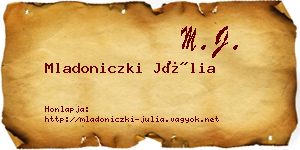 Mladoniczki Júlia névjegykártya